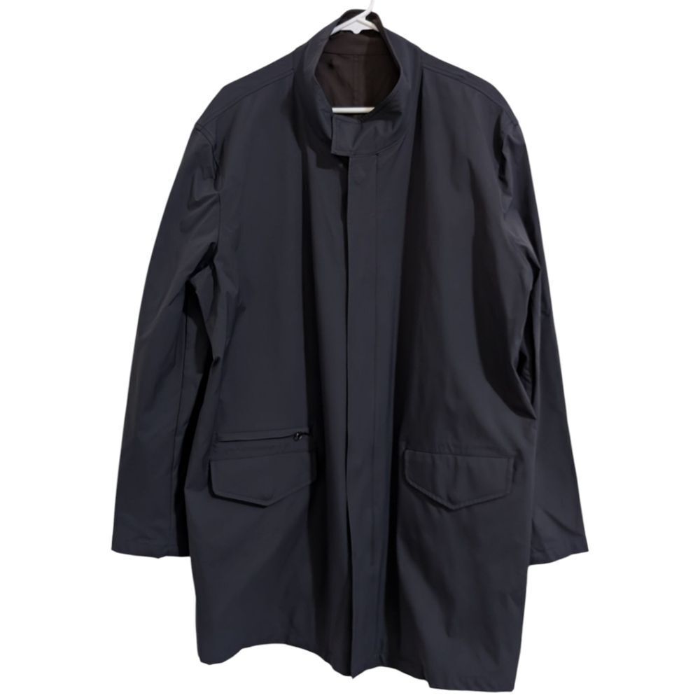Hickey Freeman Navy Water-Repellent Nylon Mac Coat/Rain Jacket - Men's Size XL